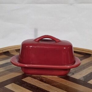 Chantal Red Miniature Ceramic 1/2 Stick Covered Butter Dish